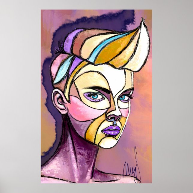 Poster Cartaz de Mulher Punk Colorida (Frente)