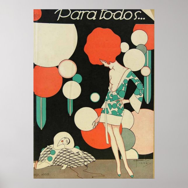 Poster Cartaz de Mulher Ruiva Art Déco – Geométrico dos A (Frente)