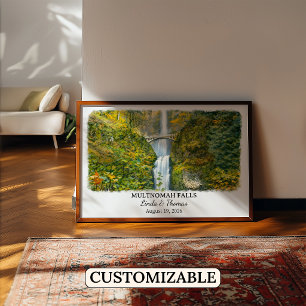 Poster Cartaz de Multnomah Falls Oregon, Aquarela, Person