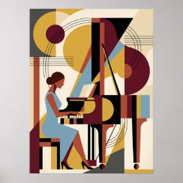 Poster Cartaz de Música Art Déco de Jazz Vintage