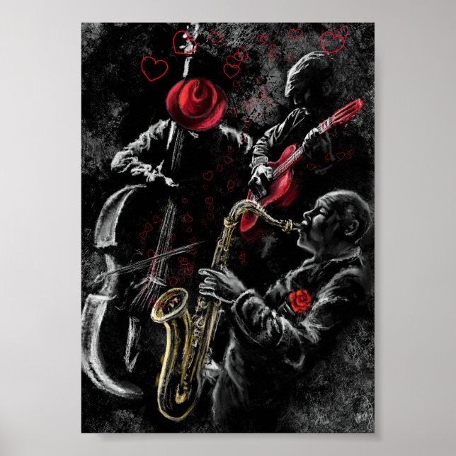 Poster Cartaz de Música Jazz que Eu Amo - Arte de Pintura (Frente)