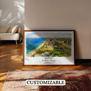 Poster Cartaz de Nápoles Flórida, Aquarela, Personalizado