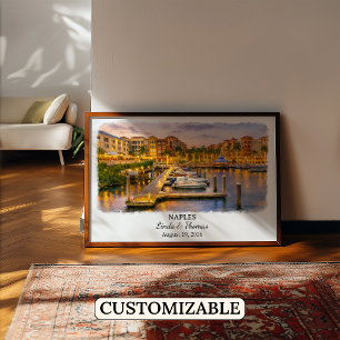 Poster Cartaz de Nápoles Flórida, Aquarela, Personalizado