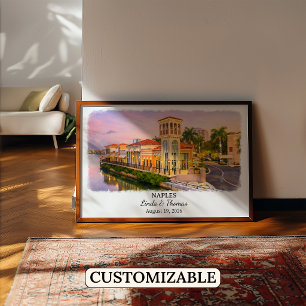 Poster Cartaz de Nápoles Flórida, Aquarela, Personalizado