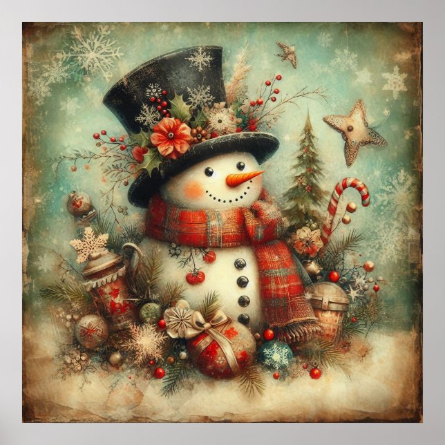 Poster Cartaz de Natal Antigo (Frente)