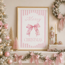 Poster Cartaz de Natal com Laço Rosa