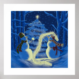 Poster Cartaz de Natal de Boneco de Neve