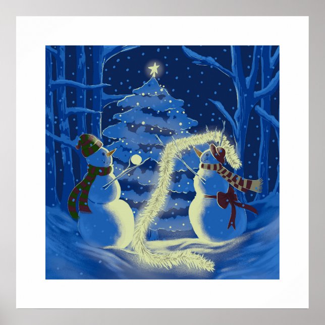 Poster Cartaz de Natal de Boneco de Neve (Frente)