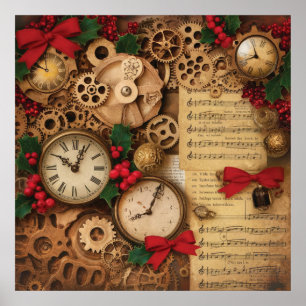 Poster Cartaz de Natal Steampunk