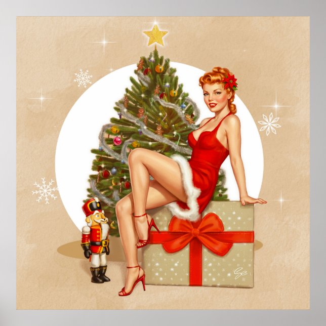 Poster Cartaz de Natal Sweet Retro Pinup Nutcracker (Frente)