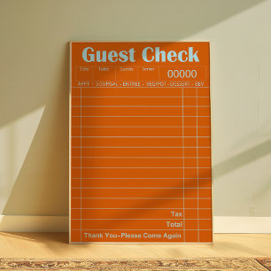 Poster Cartaz de Nota de Cliente Laranja Vintage