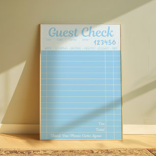 Poster Cartaz de Nota de Cliente Vintage Arte de Restau