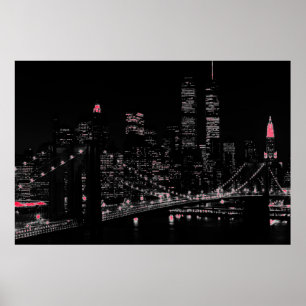 Póster Cartaz de Nova York à Noite