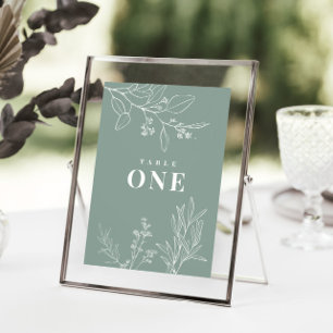 Poster Cartaz de Números de Mesa Floral Boho Verde Sage