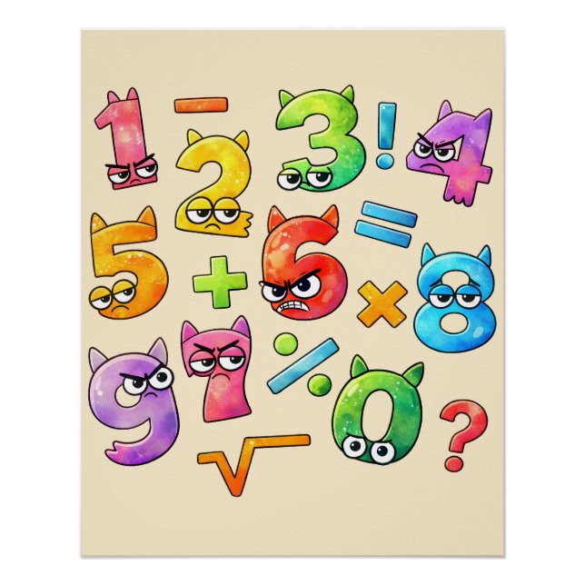 Póster Cartaz de Números Divertidos de Matemática para Cr (Frente)