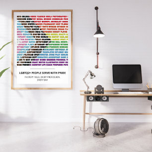 Poster Cartaz de Nuvem de Palavras de Profissões Orgulho