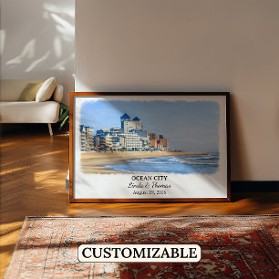 Poster Cartaz de Ocean City Maryland, Aquarela, Personali