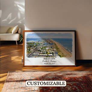 Poster Cartaz de Ocean City Maryland, Aquarela, Personali