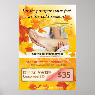 Poster Cartaz de Oferta de Outono de Unhas e Spa