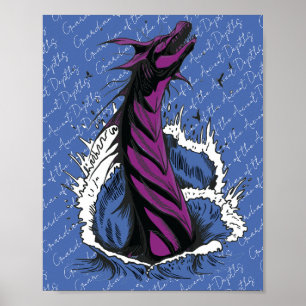 Poster Cartaz de Ondas do Oceano da Serpente Monstro Mari