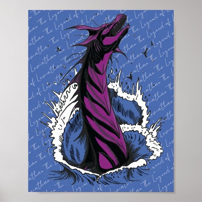 Poster Cartaz de Ondas do Oceano da Serpente Monstro Mari (Frente)