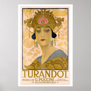 Poster Cartaz de Ópera Vintage de Turandot de Puccini