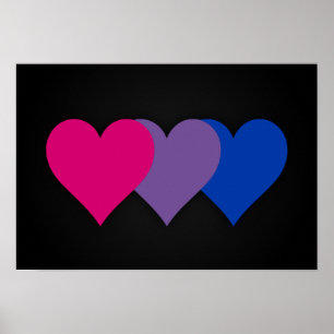 Poster Cartaz de orgulho bissexual com corações
