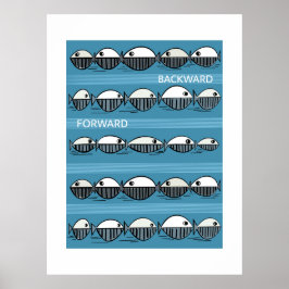 Poster Cartaz de Padrão de Peixe Mínimo - Para Frente e P