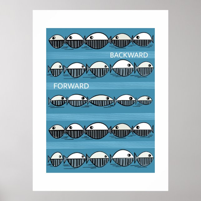 Poster Cartaz de Padrão de Peixe Mínimo - Para Frente e P (Frente)