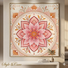 Poster Cartaz de padrão floral rosa elegante Olhar atraen
