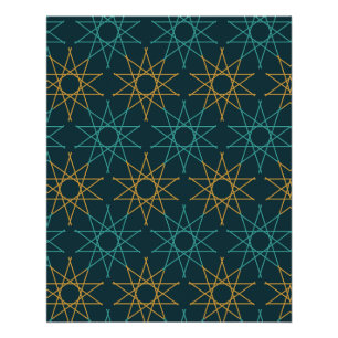 Póster Cartaz de Padrão Geométrico Turquesa de Konya