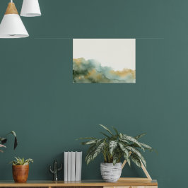 Poster Cartaz de Paisagem Abstrata em Dourado e Turquesa