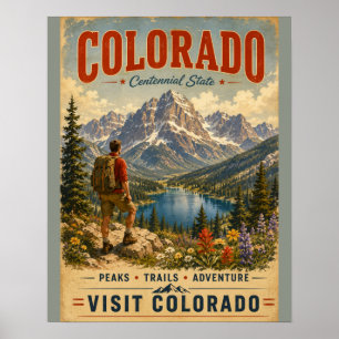 Poster Cartaz de Paisagem de Montanha Vintage do Colorado