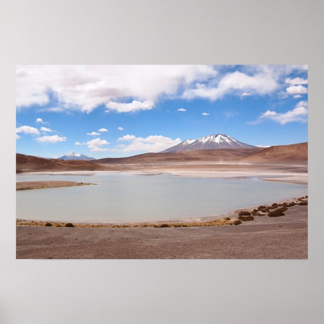 Poster Cartaz de paisagem do lago no Altiplano (Frente)