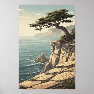 Poster Cartaz de Paisagem do Penhasco Costeiro de Ciprest