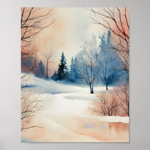 Poster Cartaz de Paisagem em Aquarela
