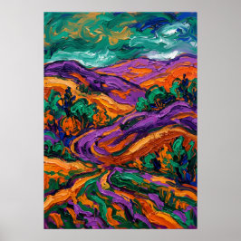 Poster Cartaz de Paisagem Expressionista Fauvista | Roxo