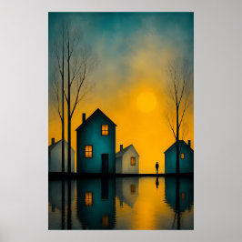 Poster Cartaz de Paisagem Surreal Mal-humorada com Figura