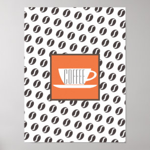 Poster Cartaz de Palavras com Moldura de Grãos de Café Di