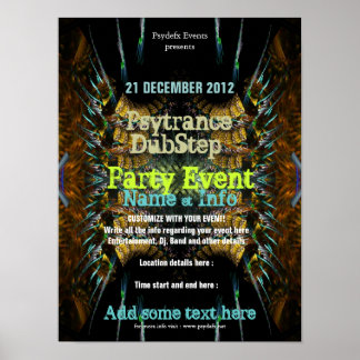 Póster Cartaz de Panfleto da Festa Fractal Blast