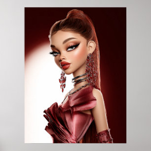Poster Cartaz de papel de glamour vermelho (semi-brilho)