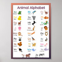 Cartaz de Parede Alfabeto Animal Infantil