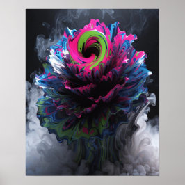 Poster Cartaz de Parede com Design Floral Psicodélico