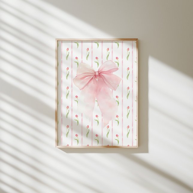 Poster Cartaz de Parede Coquette de Tulepo com Laço Rosa (Criador carregado)