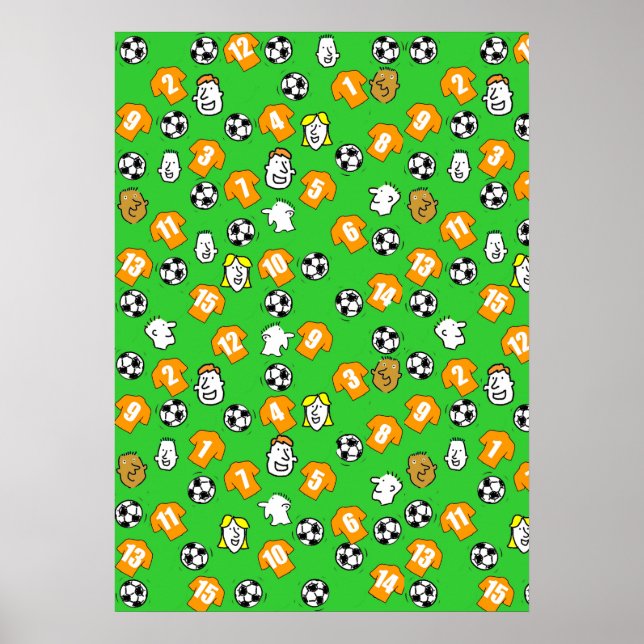 Póster Cartaz de Parede de Futebol com Camisas Laranja Do (Frente)