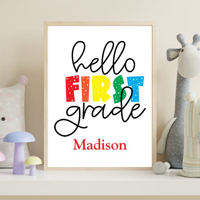 Poster Cartaz de Parede do 1º Dia da Primeira Série  (Personalized Poster for First 1st Grader- Starting 1st Grade gift for boy or girl)