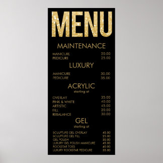 Póster Cartaz de Parede do Menu do Salão Black & Gold Gli