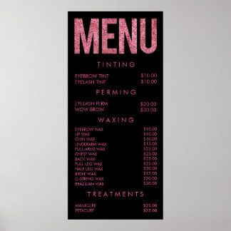 Póster Cartaz de Parede do Menu do Salão de Brilho Leopar
