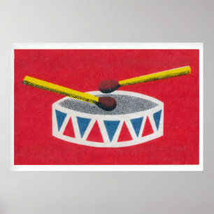 Poster Cartaz de Parede Drum Matchbox - Vintage Leste Eur