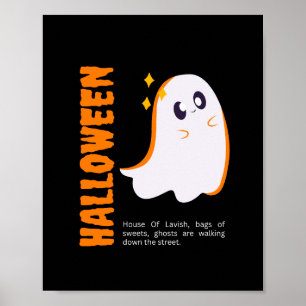 Poster Cartaz de Parede Lavish Cute Ghost Feliz Halloween